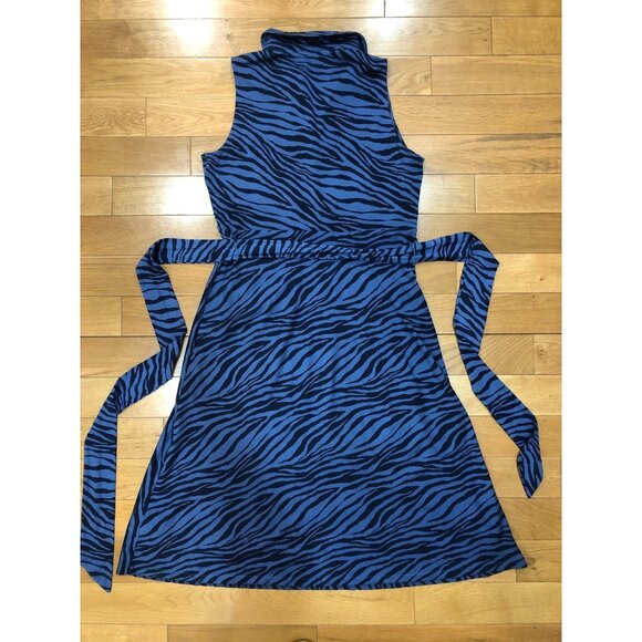 Boden Sleeveless Zebra Print Blue & Black Shirt Dress Size 8 Petite - Picture 11 of 11